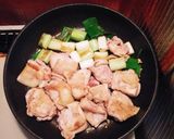 簡単☆鶏肉と長ネギのみぞれ鍋作り方2写真