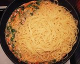 青菜とベーコンのトマトクリームパスタ作り方6写真