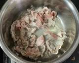 豚こま肉とインゲンとすしあげの煮物♬作り方2写真