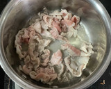 豚こま肉とインゲンとすしあげの煮物♬作り方2写真