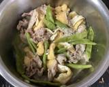 豚こま肉とインゲンとすしあげの煮物♬作り方5写真