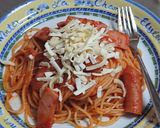 玉ねぎとソーセージのトマトチーズパスタ作り方5写真