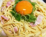胡麻豆乳スープの鍋の素でカルボナーラ作り方4写真