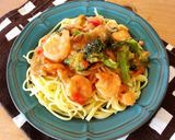 鮭とエビのトマトクリームパスタ作り方4写真