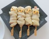 ハロウィンにうどんチーズハットグ風ミイラ作り方6写真