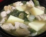 舞茸だしの鶏肉と白菜とお餅のとろりん鍋作り方10写真