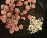 ソーセージと蕪の葉のロメスパ作り方3写真
