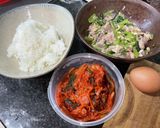 鯖と小松菜のキムチチャーハン作り方1写真