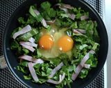 栄養満点☆ソフトケールの巣ごもり卵。作り方3写真