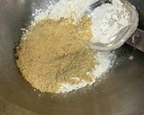 ラーメン付属スープで梅大葉もんじゃ焼作り方2写真