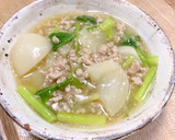 かぶのとろとろ鶏そぼろ餡掛け作り方7写真