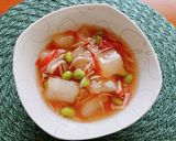 ☆冬瓜とカニカマ枝豆の中華風とろみ煮☆作り方3写真