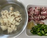 シャキシャキれんこんと豚バラ肉の炒め煮作り方1写真