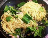 ほうれん草とハムとシラスの和風パスタ作り方7写真