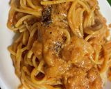 エビとツナのトマトクリームパスタ作り方10写真