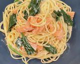 スモークサーモンと法蓮草のクリームパスタ作り方5写真