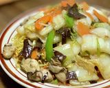 カキと残り物野菜であんかけかた焼きそば作り方8写真
