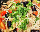 サバ缶とナスのイタリアン焼きうどん作り方5写真