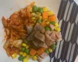 レンジ簡単キムチデミ味オムライス弁当作り方3写真