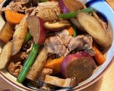 根菜☆豚バラとごぼう大根となすの煮物作り方9写真