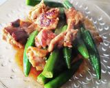 お弁当★鶏とオクラ辛旨イタリンガーリック作り方5写真