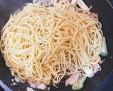 豚肉と長ネギのおろしポン酢パスタ作り方4写真