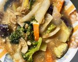 根菜肉なし肉味噌うどん味温野菜サラダ作り方18写真