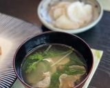 簡単★春菊と豚肉の中華スープ作り方7写真