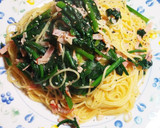 簡単☆ほうれん草とベーコンの和風パスタ作り方5写真