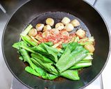 里芋に小松菜と小エビの醤油炒め作り方5写真