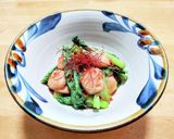 里芋に小松菜と小エビの醤油炒め作り方7写真