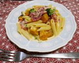 鯨ベーコンとかぼちゃのペンネ作り方6写真