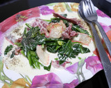 鯨ベーコンとほうれん草のクリーム炒め作り方4写真