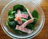 mベーコンほうれん草の味噌クリームうどん作り方2写真