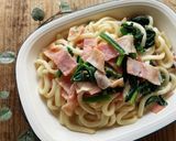 mベーコンほうれん草の味噌クリームうどん作り方4写真