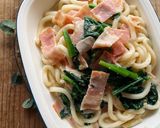 mベーコンほうれん草の味噌クリームうどん作り方5写真