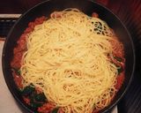 挽き肉とほうれん草のトマトソースパスタ作り方5写真