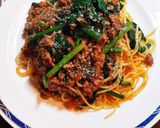 挽き肉とほうれん草のトマトソースパスタ作り方6写真