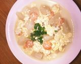 海老カブとたまごと豆腐のフワッとスープ作り方4写真
