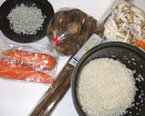 五目おこわ♪簡単炊飯器もち米炊き込みご飯作り方1写真