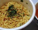 チキンラーメンの釜玉風油そば作り方6写真