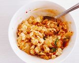 レンジで簡単！納豆キムチーズオートミール作り方4写真