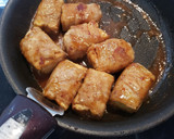 厚揚げ肉巻きの焼き肉マヨ照り焼き作り方4写真