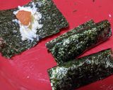 ずぼらおつまみ〜明太クリームチーズ海苔巻作り方4写真