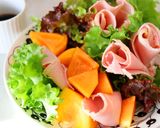 柿とハムのバルサミコ蜂蜜がけサラダ作り方4写真