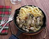 絶品おつまみ！ぷりぷり牡蠣のパスタ添え作り方9写真