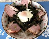 超簡単☆半熟卵と合鴨のパストラミ丼作り方4写真
