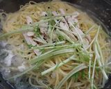 大根おろしでさっぱり水菜とチキンパスタ作り方4写真
