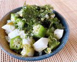 冷凍板サラダ＊長芋とオクラのめかぶ和え作り方6写真