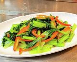 話題のレシピ小松菜と赤パプリカの青菜炒め作り方4写真